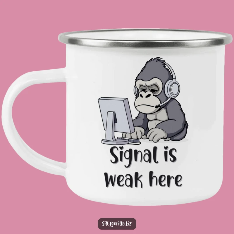 Funny Gorilla Campfire Mug - Confused Ape by Tech, Hilarious Outdoor Gift