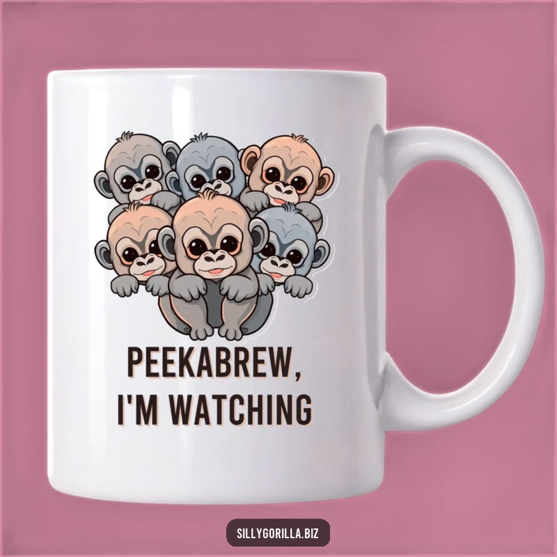 Funny Baby Gorilla Shapes Mug - Cute Abstract Peeking Primate Gift