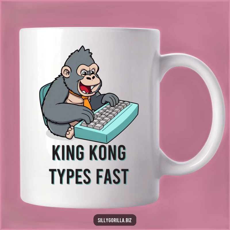 Funny Gorilla Typing Fast Mug: Hilarious Office Worker Gift for Him!