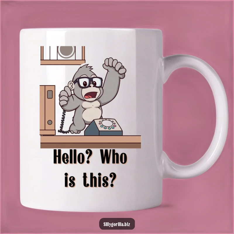 Funny Gorilla Phone Shock Mug - Surprised Ape Jumping, Hilarious Office Gift