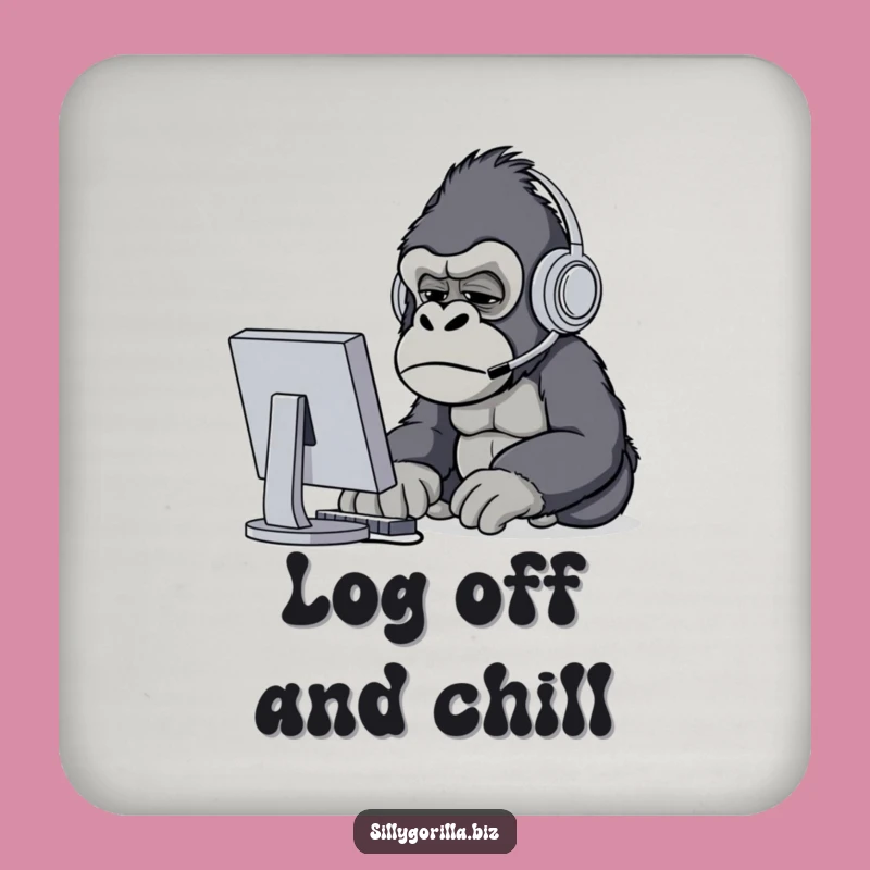 Funny Gorilla Desk Coaster - Confused Ape Protecting Surface, Hilarious Gift Set