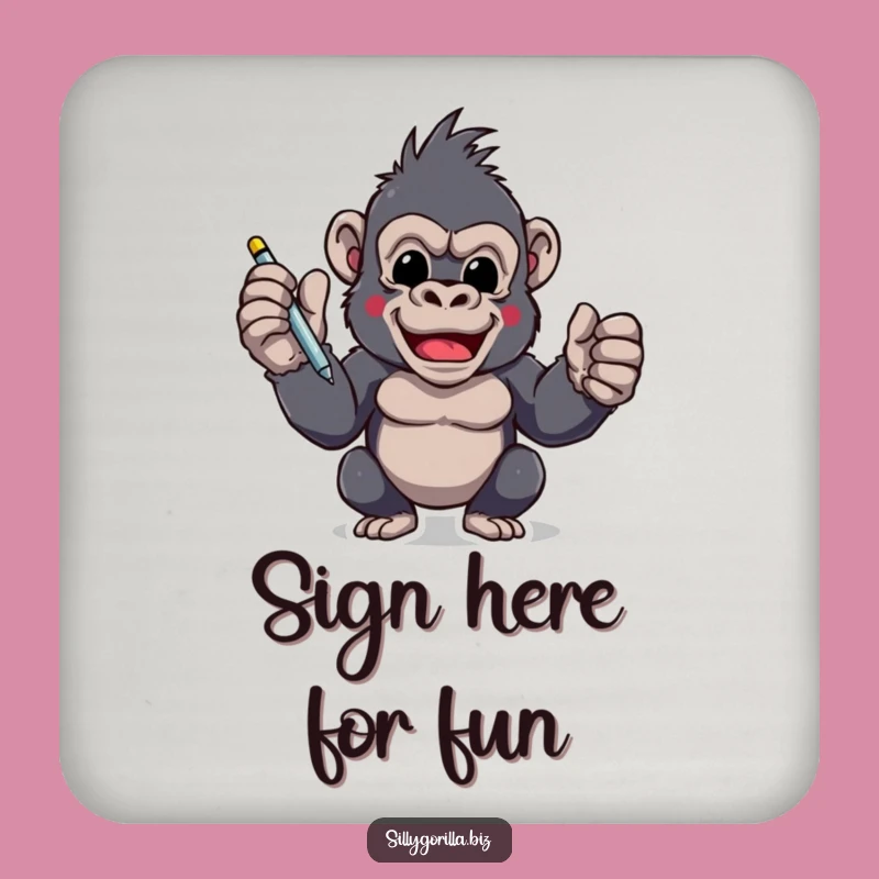 Funny Gorilla Coaster: Protect Surfaces with Signing Ape Enthusiasm