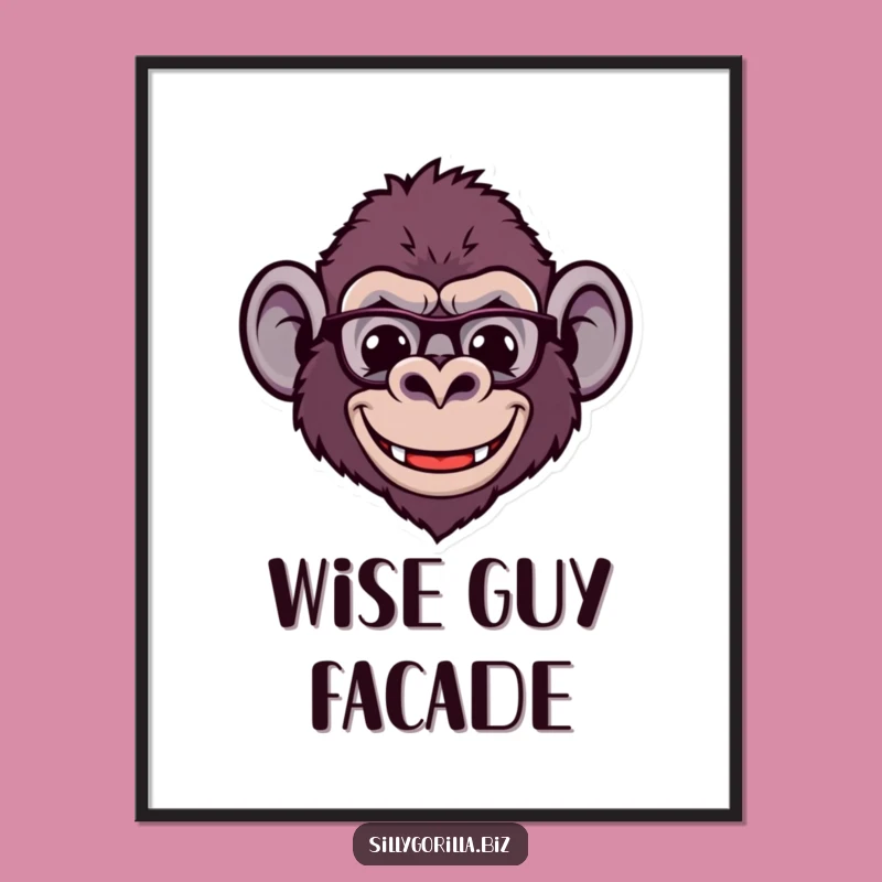 Funny Gorilla Poster: Comical Spectacled Ape Art for Intelligent Spaces