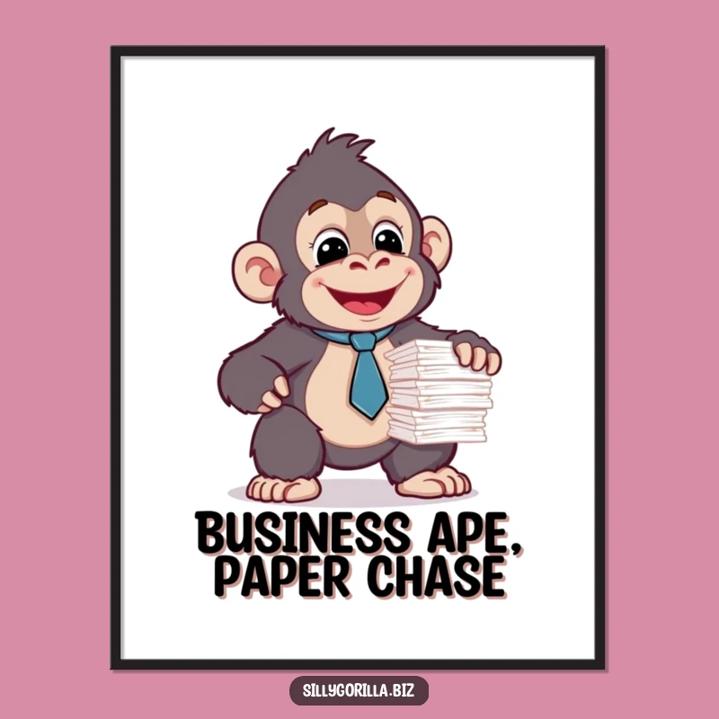 Free Printable Wall Art: Funny Gorilla Tie Balance - Humorous Downloadable Art Decor