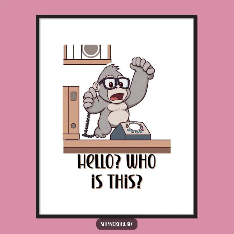 Funny Free Printable Wall Art: Surprised Gorilla Phone Phobia Humor Decor