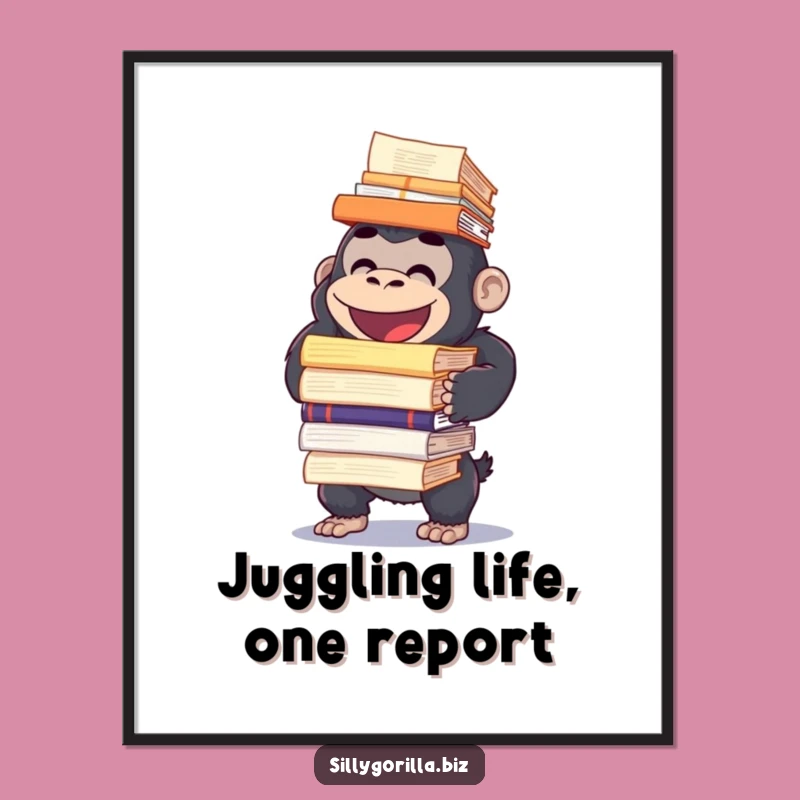 Funny Free Printable Wall Art: Gorilla Balancing Reports, Humorous Office Decor