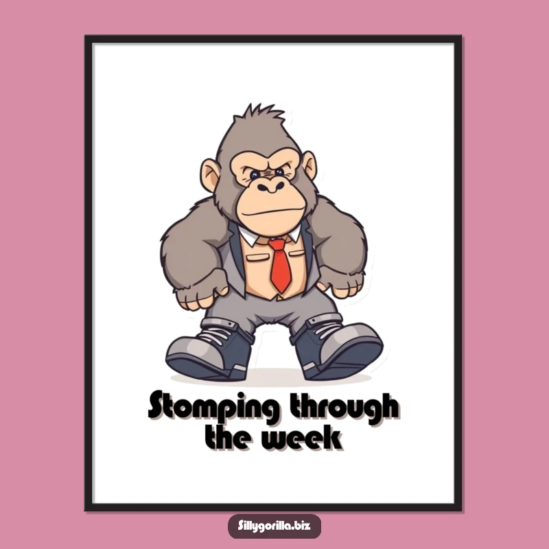 Funny Free Printable Gorilla Office Wall Art - Stomping Ape! Downloadable Decor for a Laugh