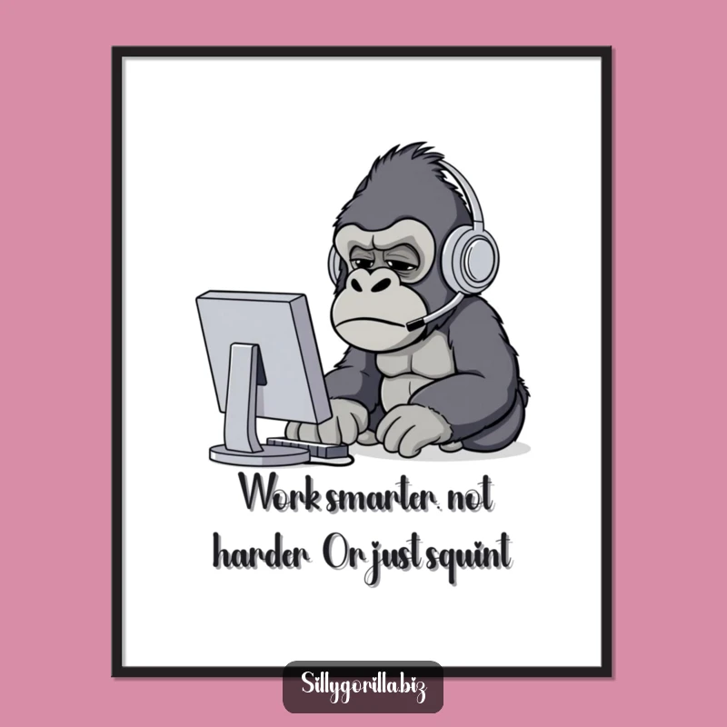 Funny Free Printable Wall Art: Confused Gorilla IT Humor Downloadable Decor