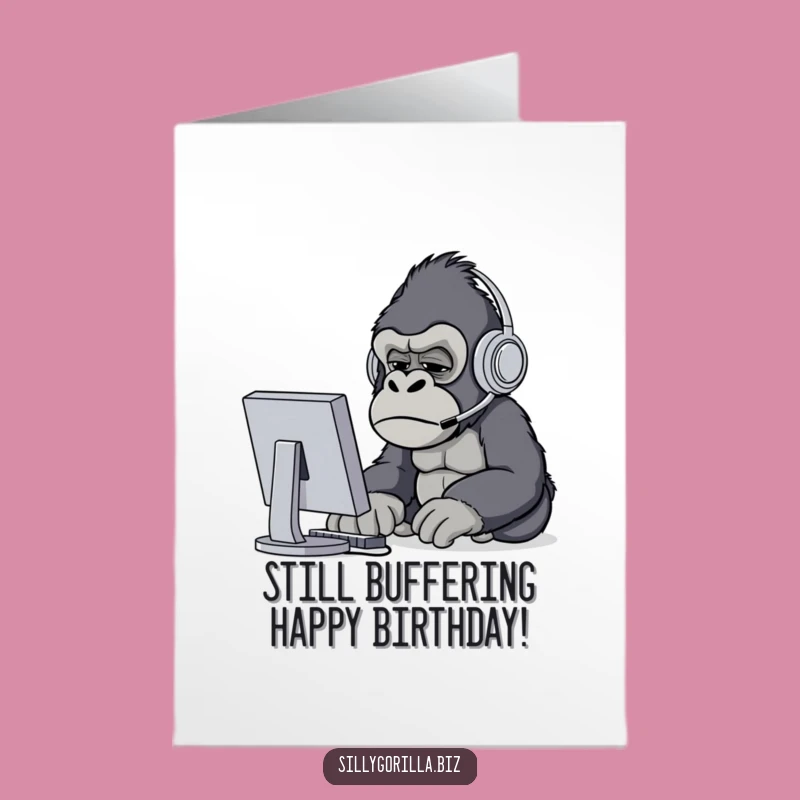 Free Printable Birthday Card: Confused Gorilla Tech Support Funny Greeting