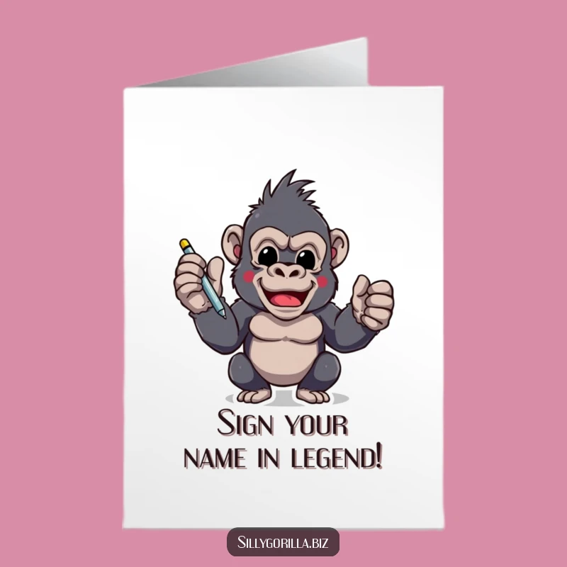 Signing Gorilla Congrats Card Free Printable: Funny Excited Downloadable for Official Matters