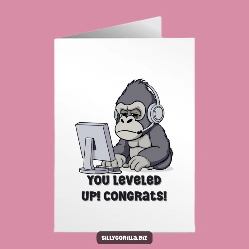 Free Printable Congrats Card: Confused Gorilla Navigates New Job Humor