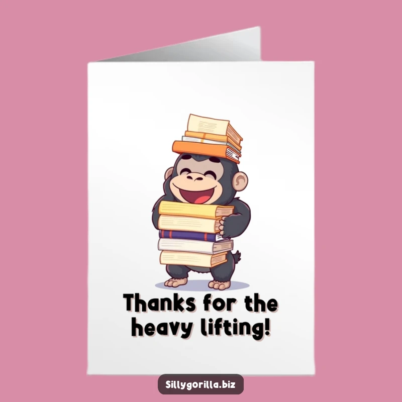 Free Printable Thank You Card: Gorilla Balancing Reports, Humorous Gratitude Downloadable